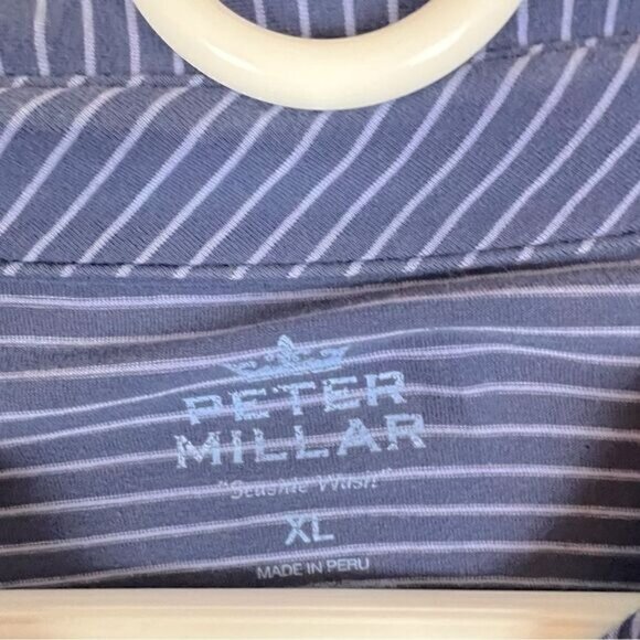 PETER MILLAR MENS POLO SHIRT BLUE WITH STRIPES SIZE XL - Picture 3 of 9